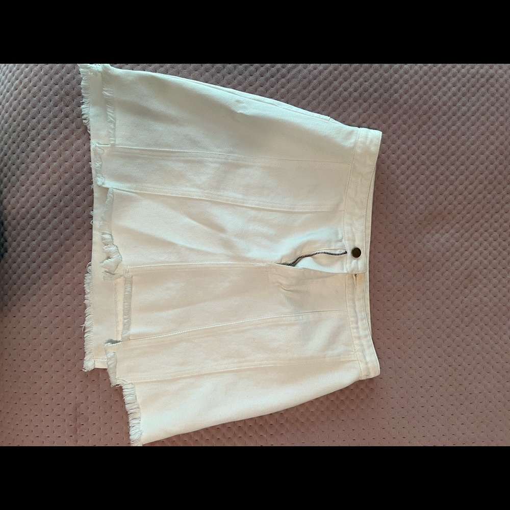 White jean mini skirt